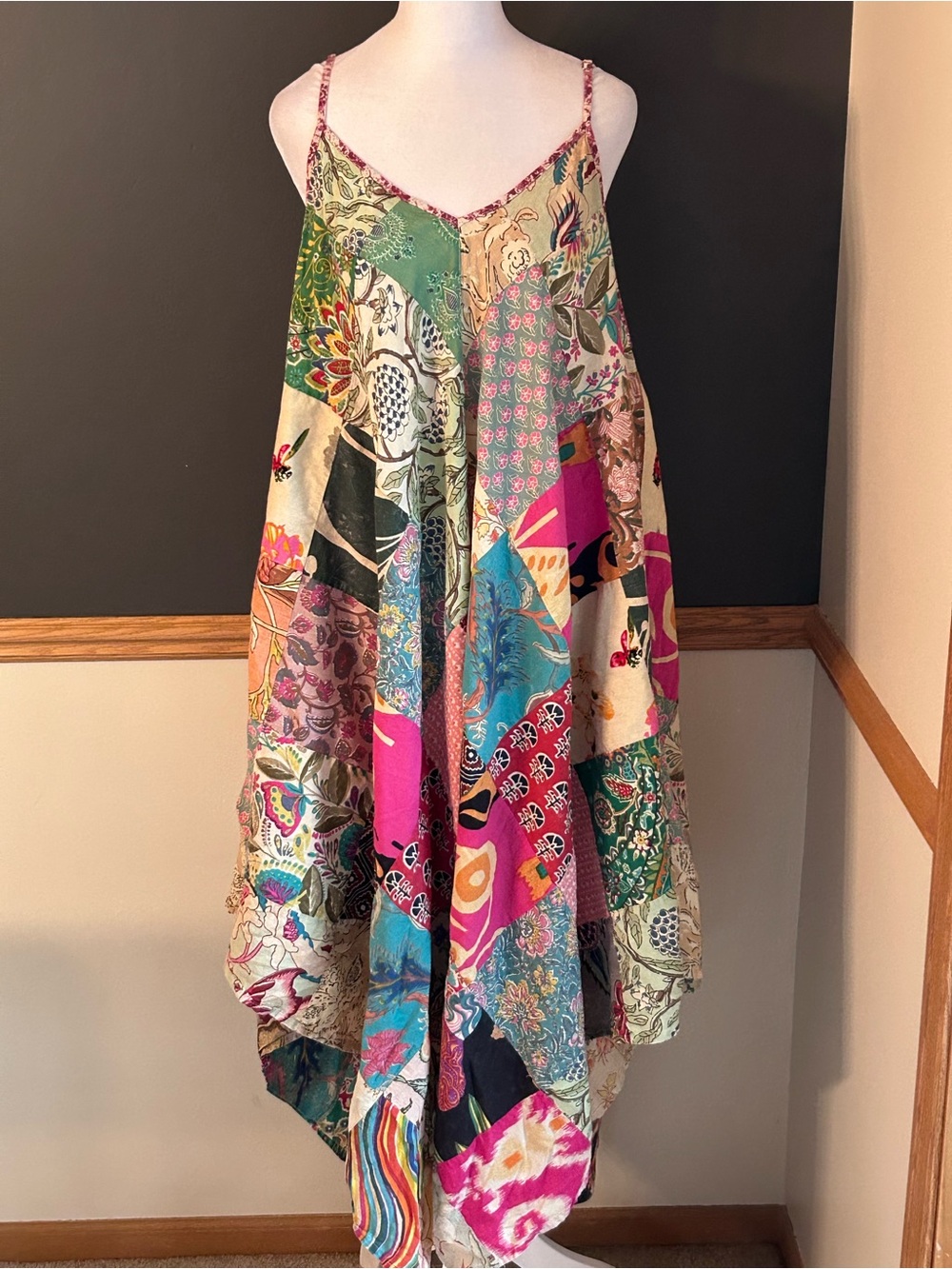 Earthbound Trading Company Fairy Assorted Patchwork Dress Sz XL Sleeveless Multi - Picture 2 of 11